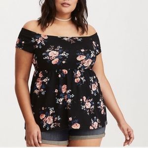 Torrid floral short cap off shoulder